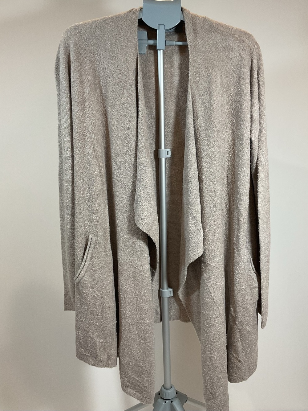 Barefoot Dreams CozyChic Lite Open Front Cardigan Taupe Long Sleeve
